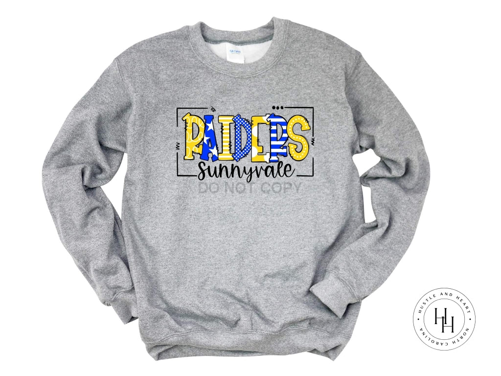 Sunnyvale Raiders Royal Blue/yellow Gold Doodle Graphic Tee Unisex