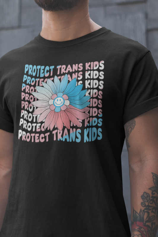 Wavy Protect Trans Kids Retro Preppy Graphic Tee