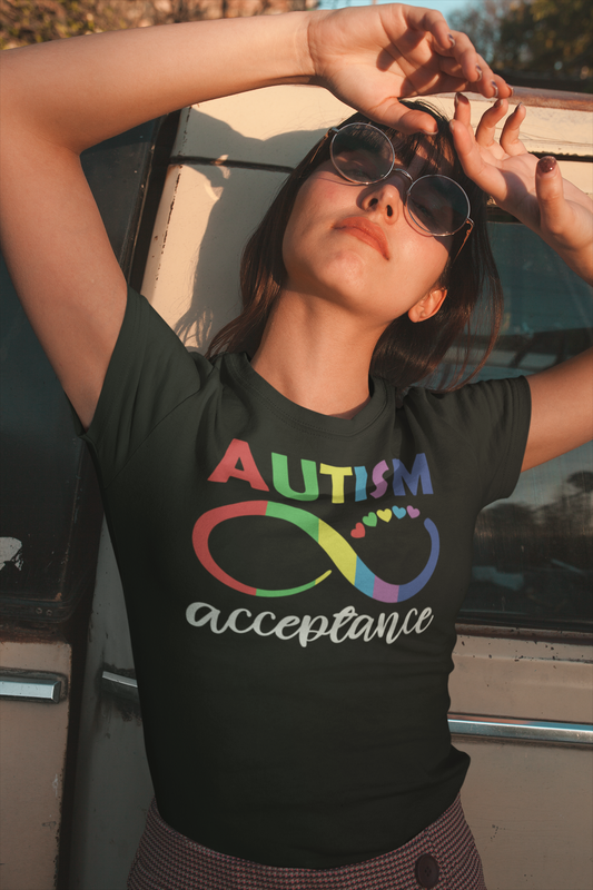 Autism Acceptance Rainbow Infinity Neurodiversity Graphic Tee