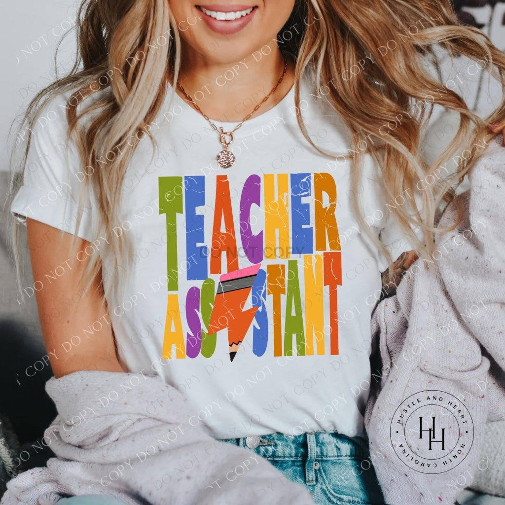 Teacher Assistant Bolt Graphic Tee Shirt