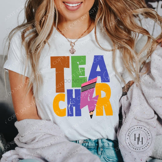 Teacher Bolt Graphic Tee Shirt