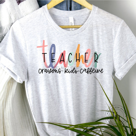 Teacher Crayons-Kids-Caffeine Shirt