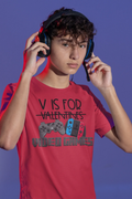 V is for Video Games Gamer Valentine's Day Graphic Tee - Merch Girls