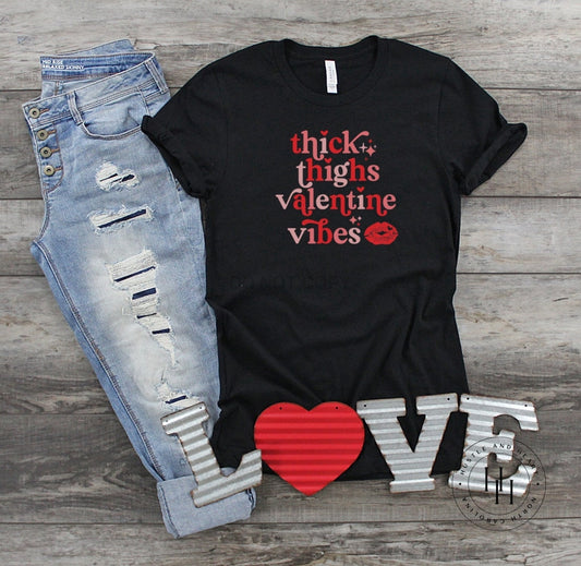 Thick Thighs Valentine Vibes Graphic Tee Youth Small Shirt