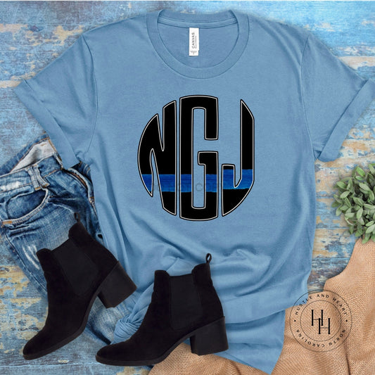 Thin Blue Line Monogram Graphic Tee