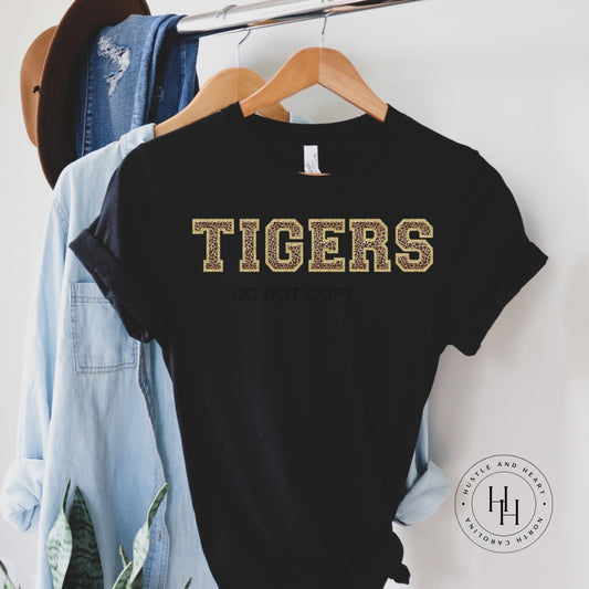 Tigers Leopard Faux Chenille Letters Graphic Tee Dtg