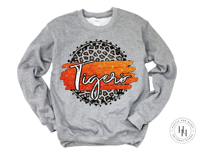Tigers Orange/white With Black Outline Graphic Tee Shirt
