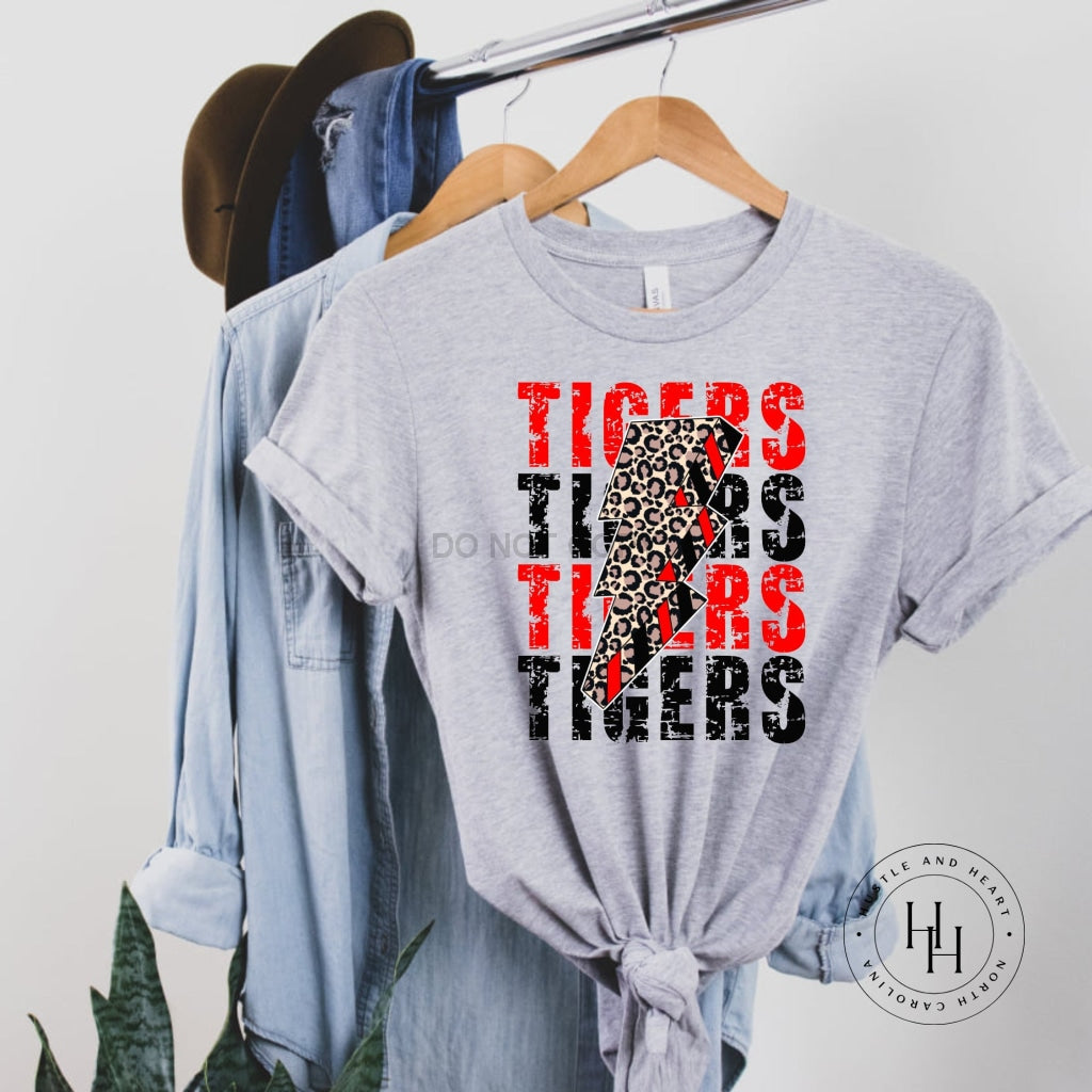 Tigers Red Lightning Bolt Graphic Tee