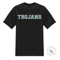 Trojans Light Blue/gold Faux Chenille Letters Graphic Tee Dtg