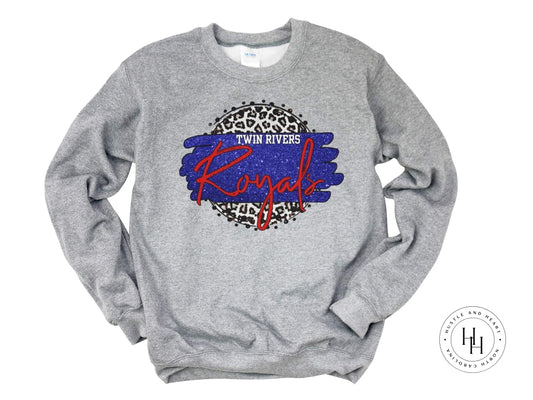 Twin Rivers Royals Red/white/blue W Grey Leopard Graphic Tee Youth Small / Unisex Sweatshirt Shirt