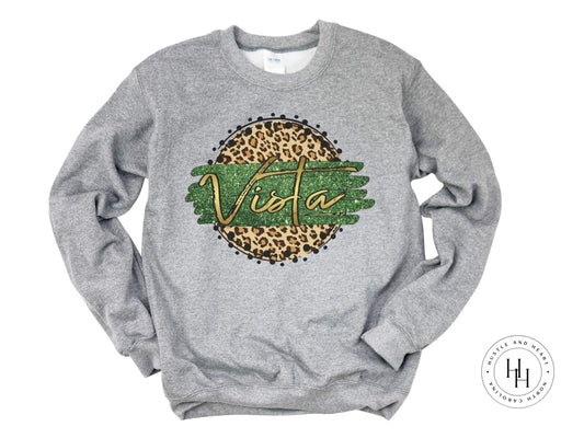 Vista Green Green/gold With Black Outline Graphic Tee Tan Leopard Graphic Tee Shirt