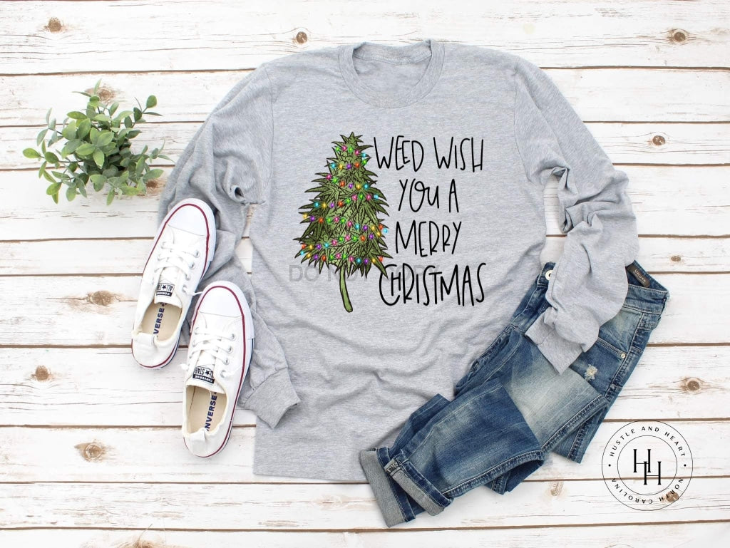 Weed Wish You A Merry Christmas Graphic Tee Unisex / Youth Large Dtg