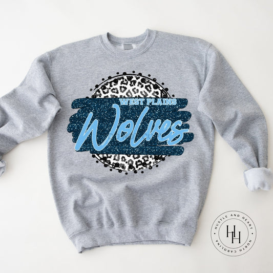 West Plains Wolves Leopard Circle Graphic Tee Shirt