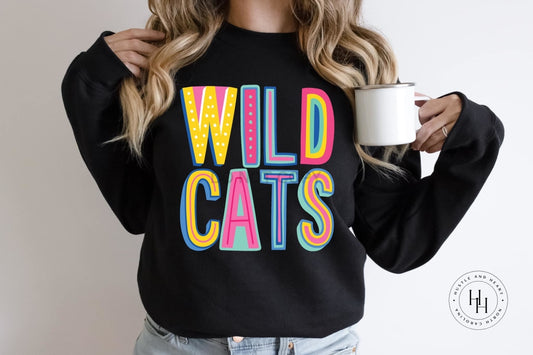Wildcats Colorful Graphic Tee Shirts & Tops
