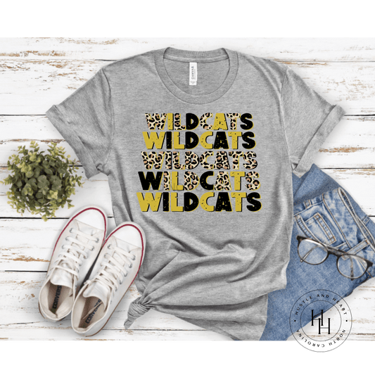 Wildcats Yellow Stacked Repeating Graphic Tee Dtg