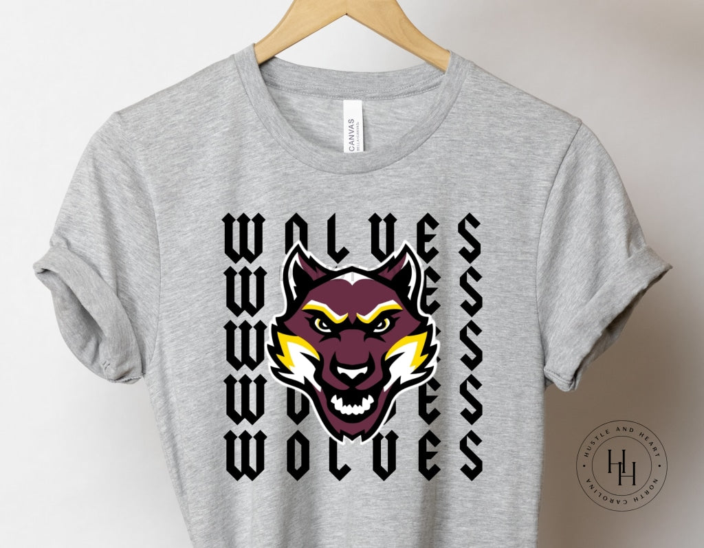 Wolves Repeating Custom Mascot Graphic Tee Youth Small / Unisex Shirt