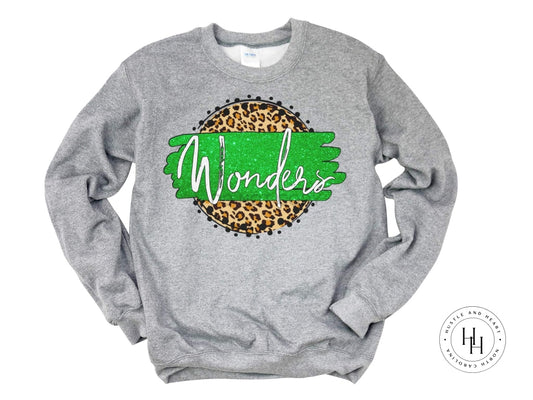 Wonders Green/white Tan Leopard Graphic Tee Youth Small / Unisex Tee Shirt