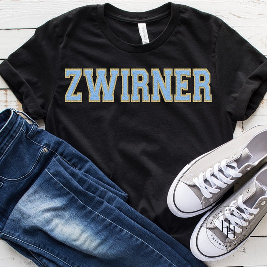 Zwirner Black Faux Chenille Letters Graphic Tee