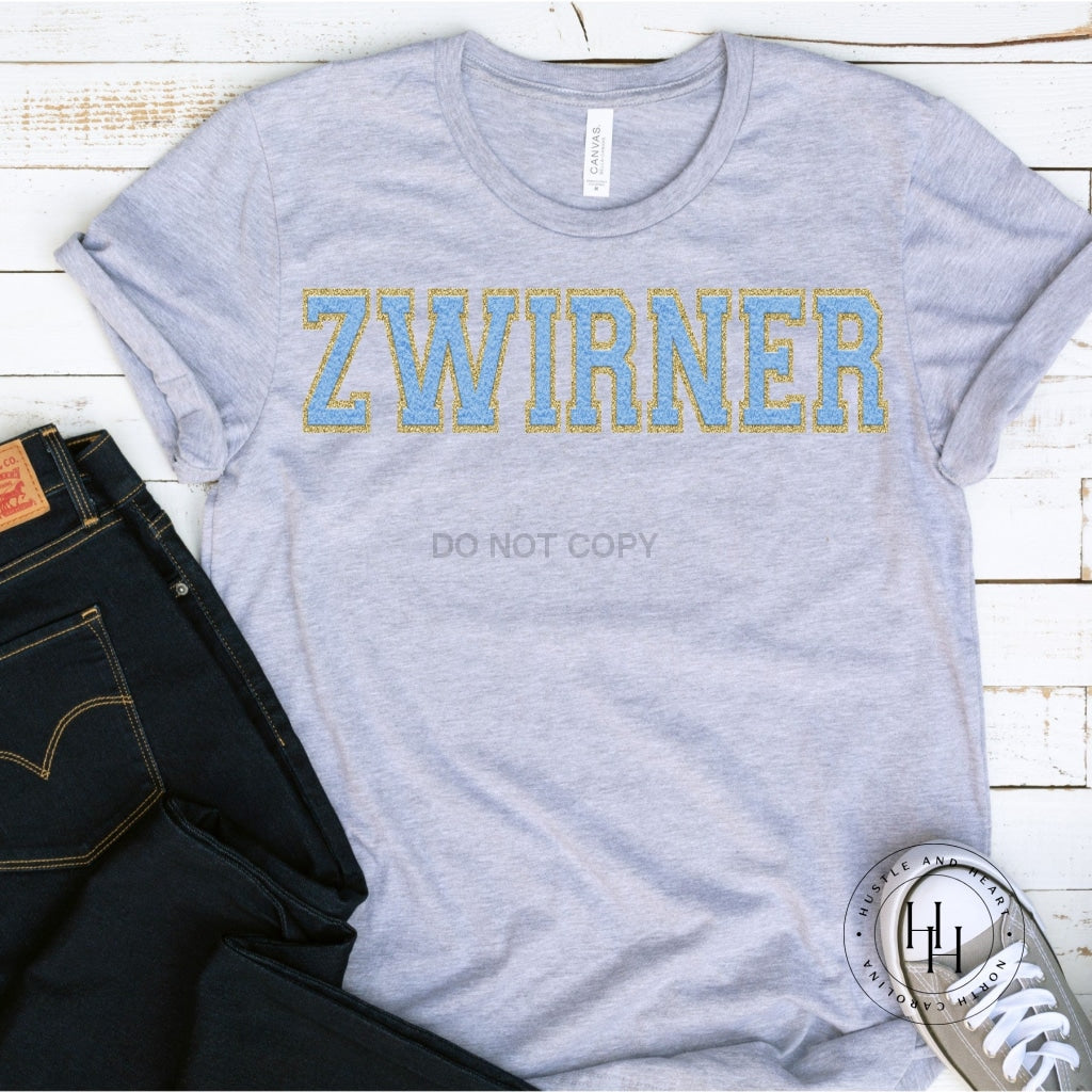 Zwirner Grey Faux Chenille Letters Graphic Tee